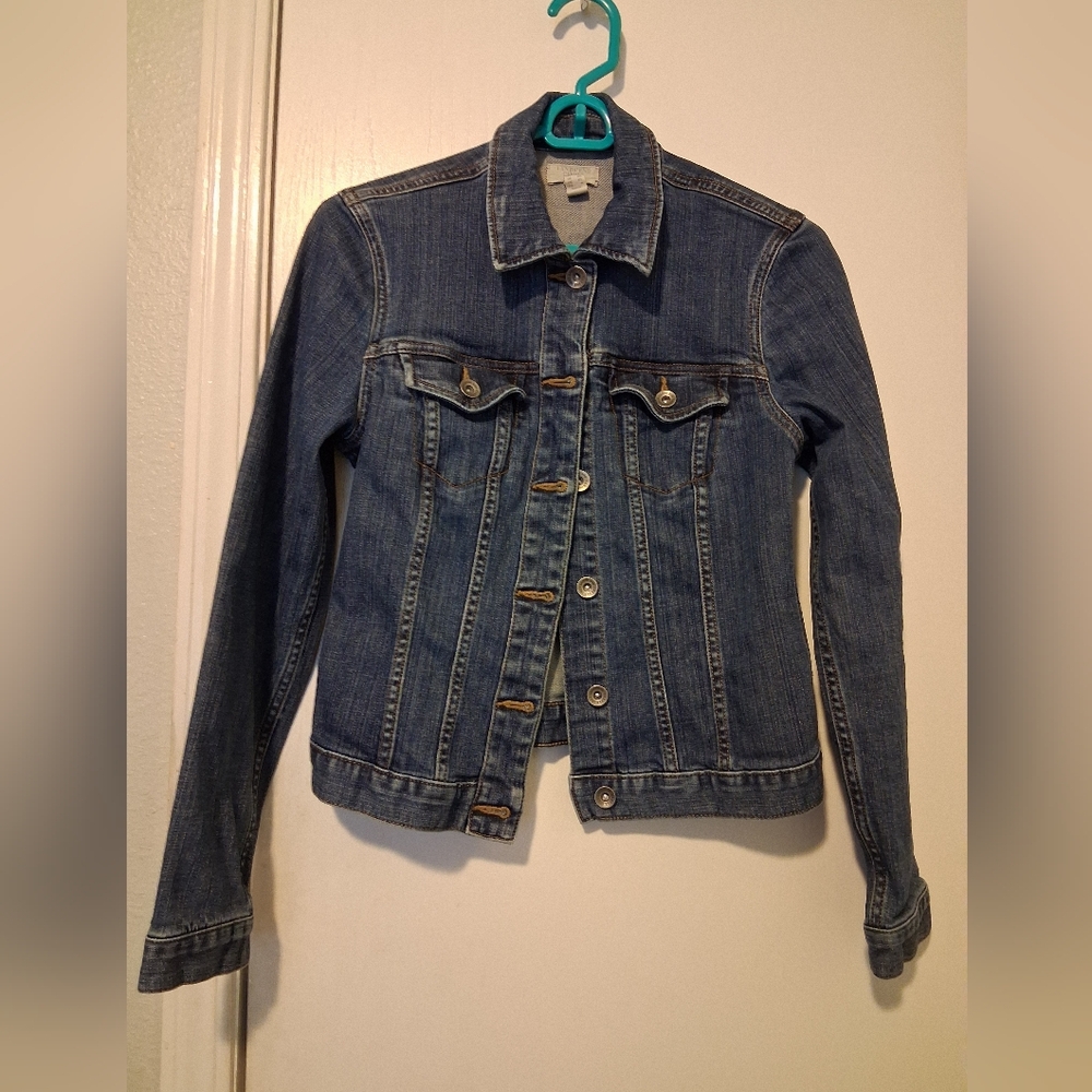 Lands' End "Canvas 1963" Dark Blue Denim Festival Classic Jean Jacket Sz S